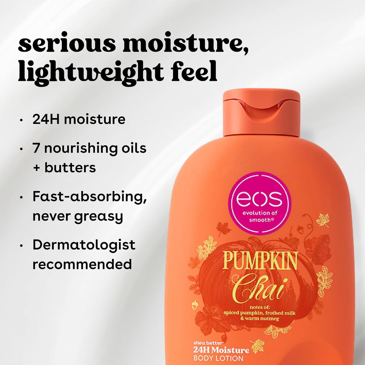 eos Shea Better Bodylotion, Pompoen Chai, 24 uur Hydratatie, 473 ML