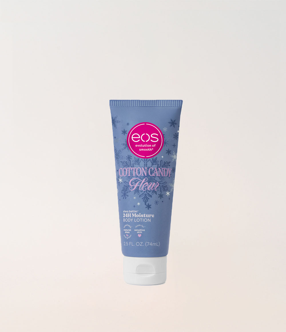 EOS Cotton Candy Fleur travel body lotion tube